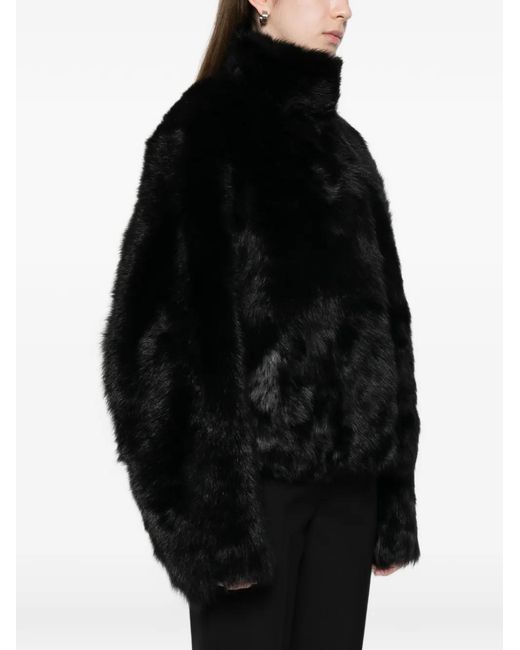 Totême Black Silky Shearling Jacket