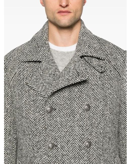 Cappotto Doppiopetto Con Motivo A Spina Di Pesce da Uomo di
