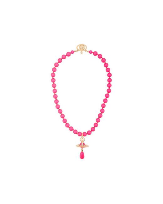 Vivienne Westwood Pink Neon Pearl Choker Necklace