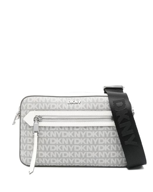 DKNY Gray Logo-Monogram Shoulder Bag