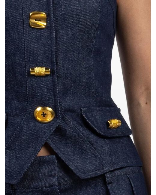 Franchise Blue Button-Fastening Top