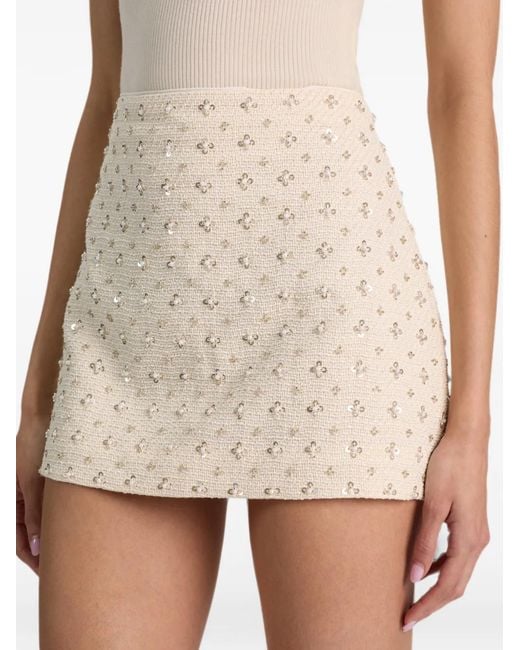 Alice + Olivia Natural Rubi Embellished Mini Skirt
