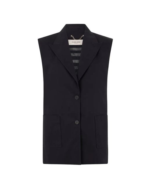 Golden Goose Deluxe Brand Blue Sleeveless Notched-Lapels Gilet