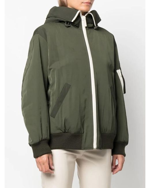 Yves Salomon Green Reversible Hooded Bomber Jacket