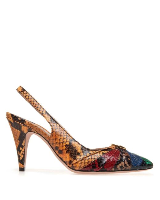 Bally Brown Snakeskin-effect Leather Pumps