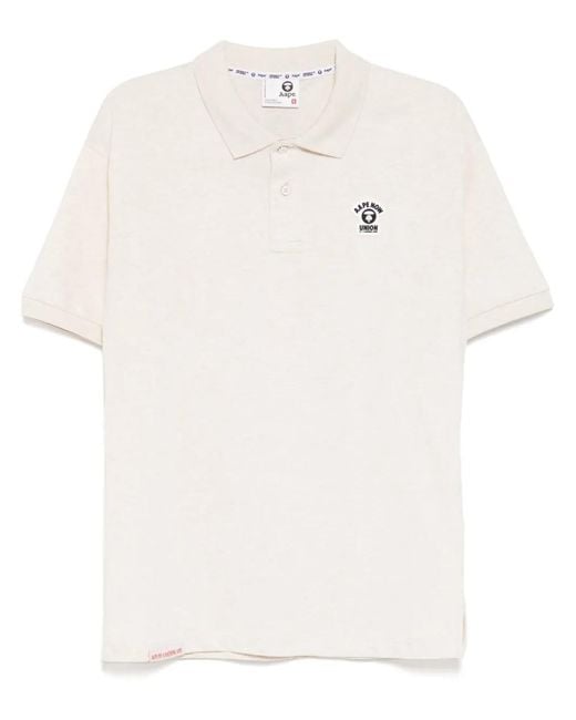 Aape By A Bathing Ape White Moonface Logo Polo Shirt for men