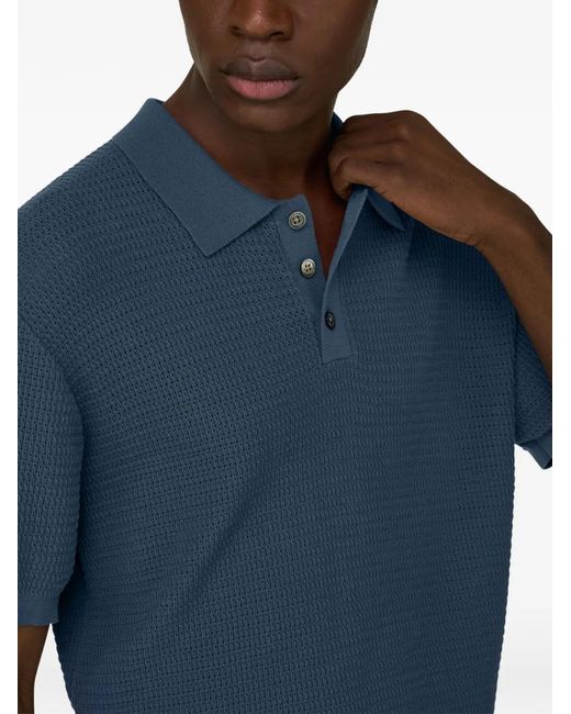 Boggi Blue Button-Up Polo Shirt for men