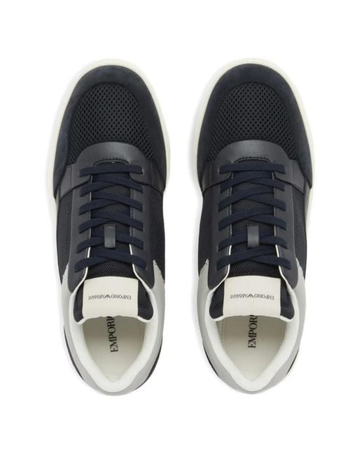 Emporio Armani Blue Cordura Lace-Up Sneakers for men