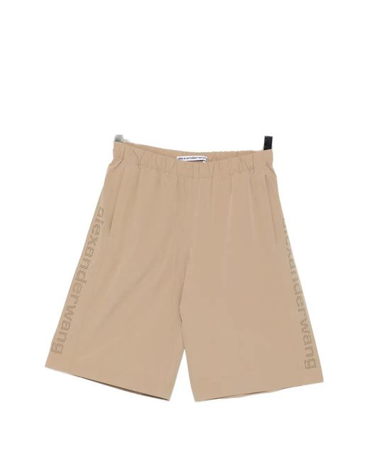 Alexander Wang Natural Perforated Logo Shorts