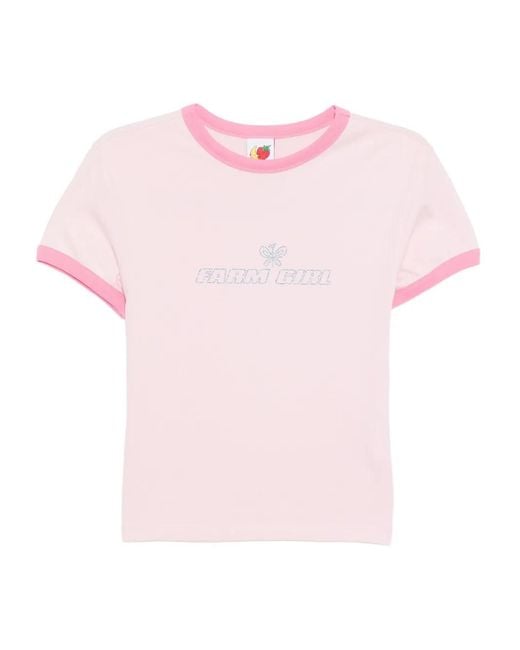 Sky High Farm Pink Farm Girl Ringer T-Shirt