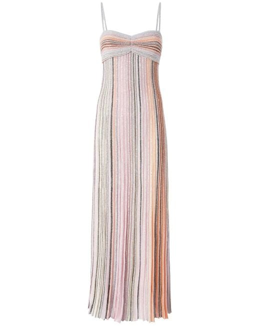 Missoni Pink Pleated Lamé Maxi Dress