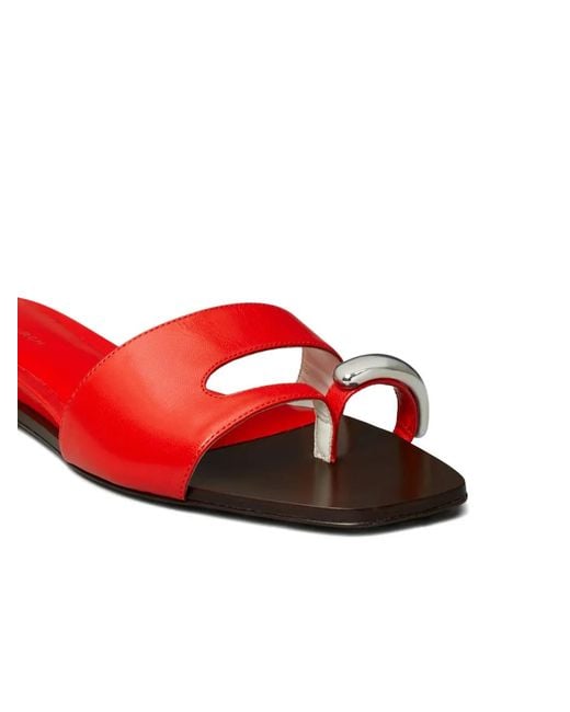 Tory Burch Red Pierced Open-Toe Slide Sandals