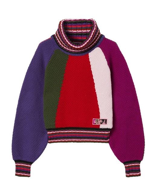 Emilio Pucci Red Color Block Sweater