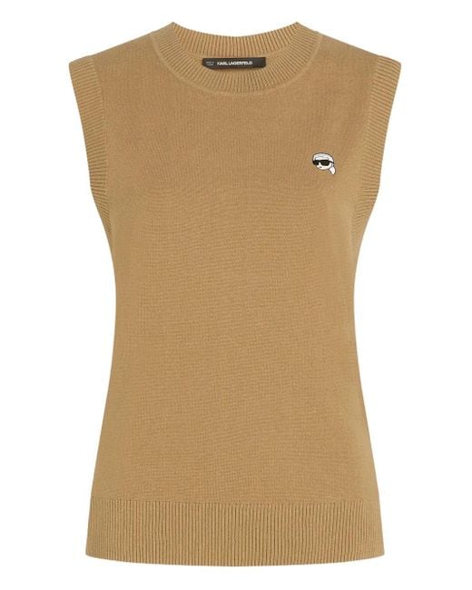 Karl Lagerfeld Natural Logo Appliqué Vest