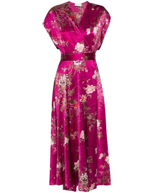 Pierre Louis Mascia Purple Adanastr Silk Wrap Dress