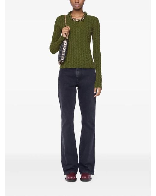 Rabanne Green Cable-Knit Top