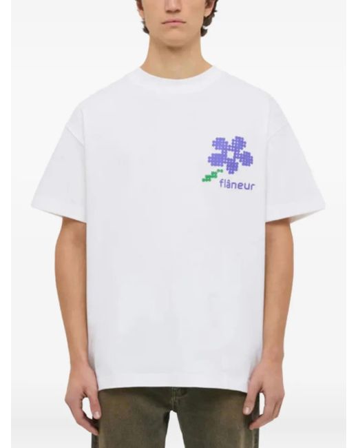 flâneur White Cotton T-Shirt for men