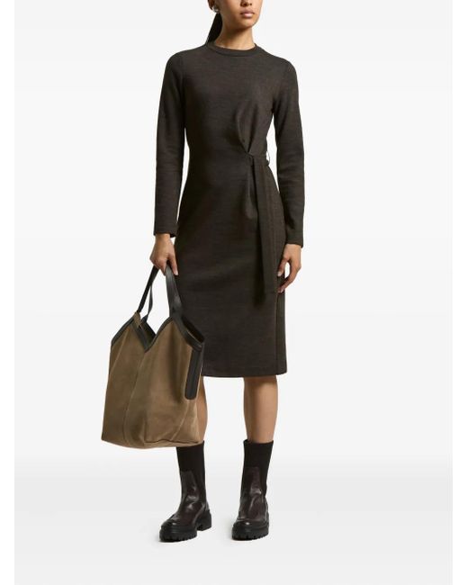 Peserico Black Tie-Detail Knit Midi Dress
