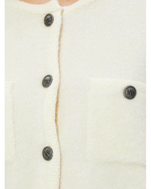 Gestuz White Cardigan À Poche Poitrine