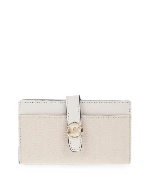 Michael Kors Natural Portefeuille Greenwich À Plaque Logo