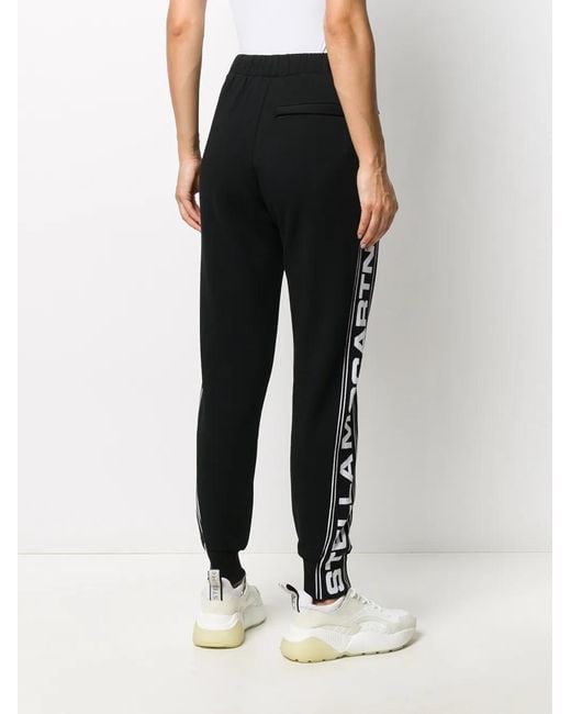 Stella McCartney Black Logo Stripe Tapered Track Pants