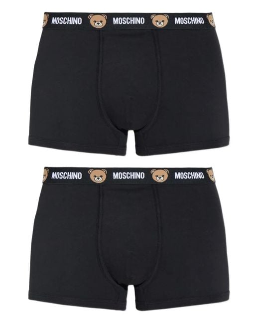 Moschino Black Logo Teddy-Detail Cotton Boxers (Pack Of Two) for men