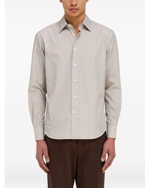 Ferragamo White Micro-Patterned Shirt for men