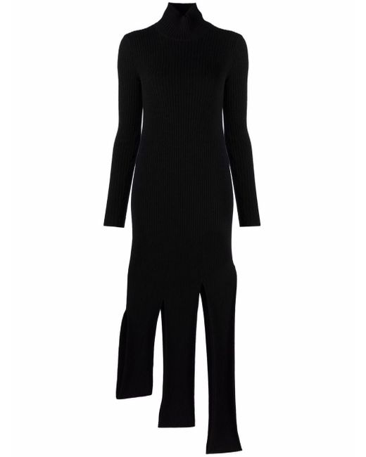 Robe asymétrique en maille Bottega Veneta en coloris Black