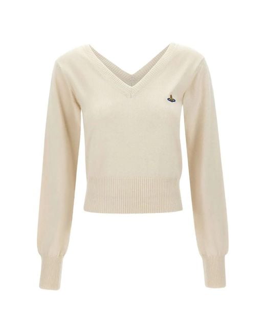 Vivienne Westwood White Beatrice V-Neck Sweater