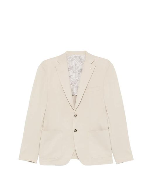 Manuel Ritz Natural Notched-Lapel Cotton Blazer for men