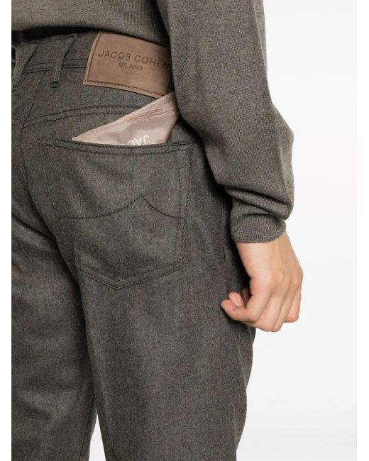 Jacob Cohen Gray Bard Slim-Cut Flannel Trousers for men