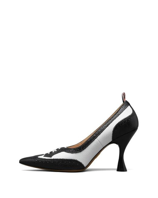 Thom Browne Black Pebble-Grain Wingtip Pumps 90Mm