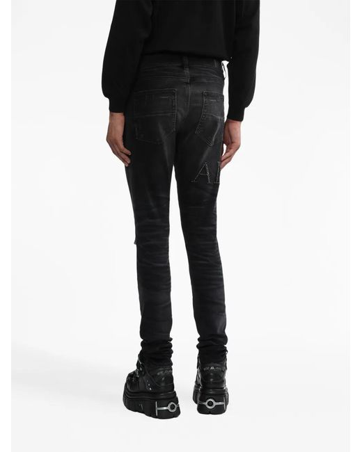 Amiri Gray Crystal-Embellished Skinny Jeans for men