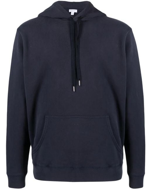 Sunspel Blue Drawstring-Fastening Cotton Hoodie for men