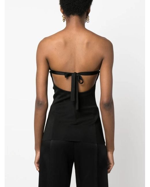 Tom Ford Black Ring-Detail Strapless Knit Top