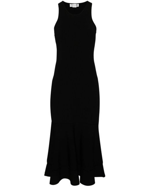 Robe mi-longue à ourlet évasé Victoria Beckham en coloris Black