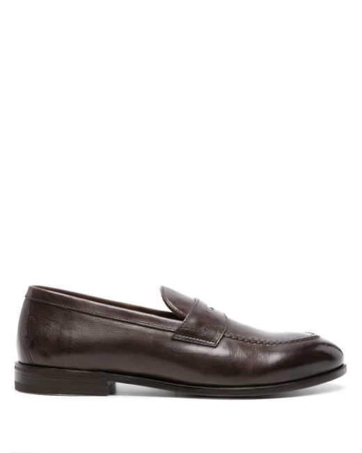 Henderson Brown Leather Penny Loafers for men