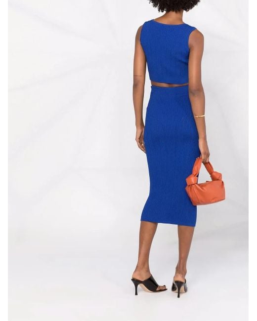 Falda de tubo de canalé Balmain de color Blue