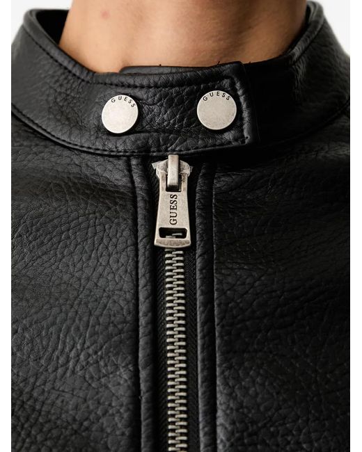 Guess Black Textured-Finish Panelled Jacket