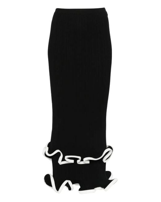 Jonathan Simkhai Black Ruffled Midi Skirt