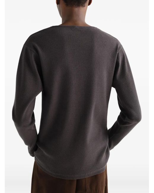 Lemaire Gray Long-Sleeve Henley T-Shirt for men