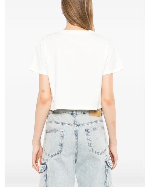 Melt White Graphic-Print Cropped T-Shirt