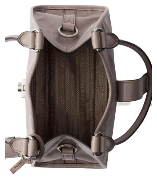 Prada Brown Small Push-Lock Leather Tote Bag