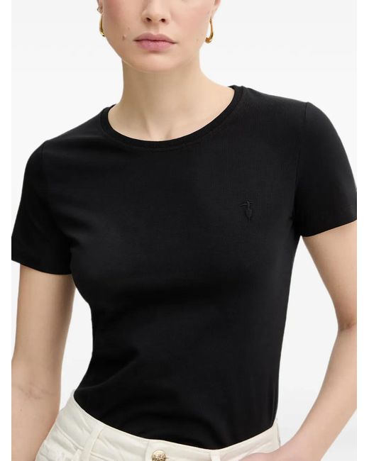 Trussardi Black Logo-Embroidered T-Shirt