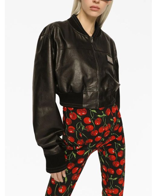 Dolce & Gabbana Black Leather Cropped Jacket