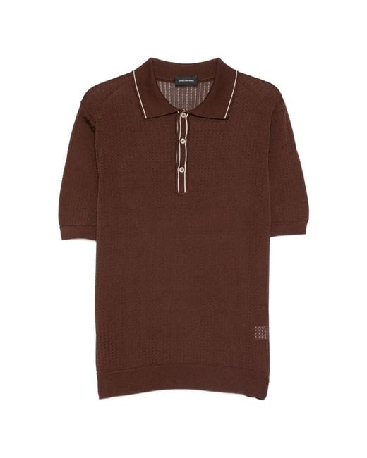 Tagliatore Brown Buttoned Polo Shirt for men