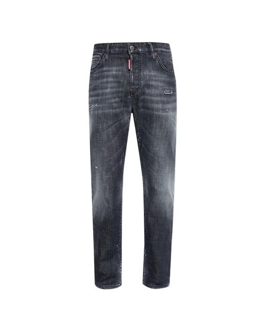 DSquared² Blue Relaxed Fit Faded Denim Jeans for men