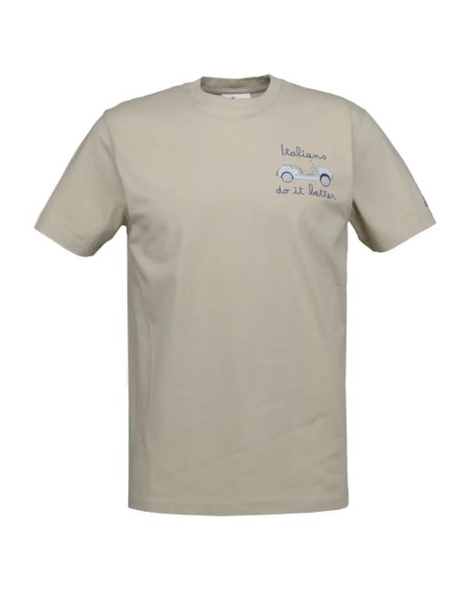 Mc2 Saint Barth Gray Slogan-Embroidered T-Shirt for men