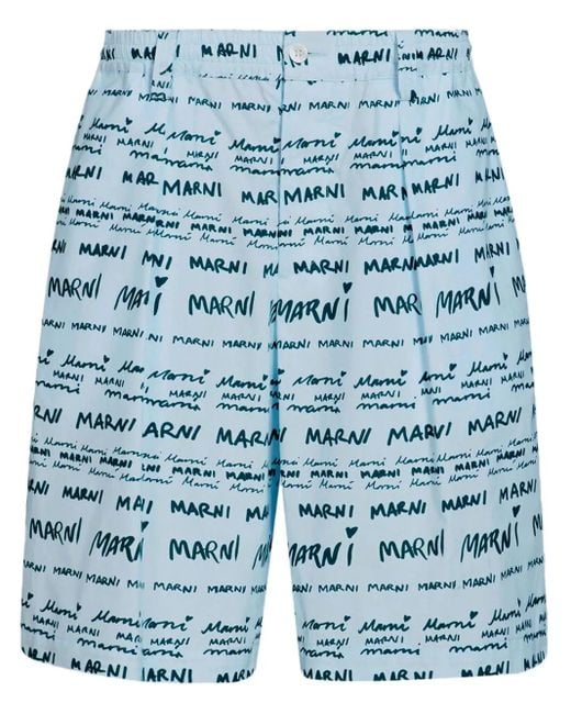 Marni Blue Mega Poplin Shorts for men