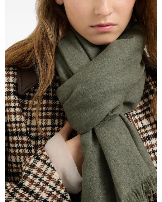 Brunello Cucinelli Green Cashmere And Silk Scarf
